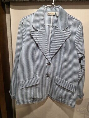 Vintage Striped Denim Blazer